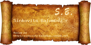 Sinkovits Balambér névjegykártya